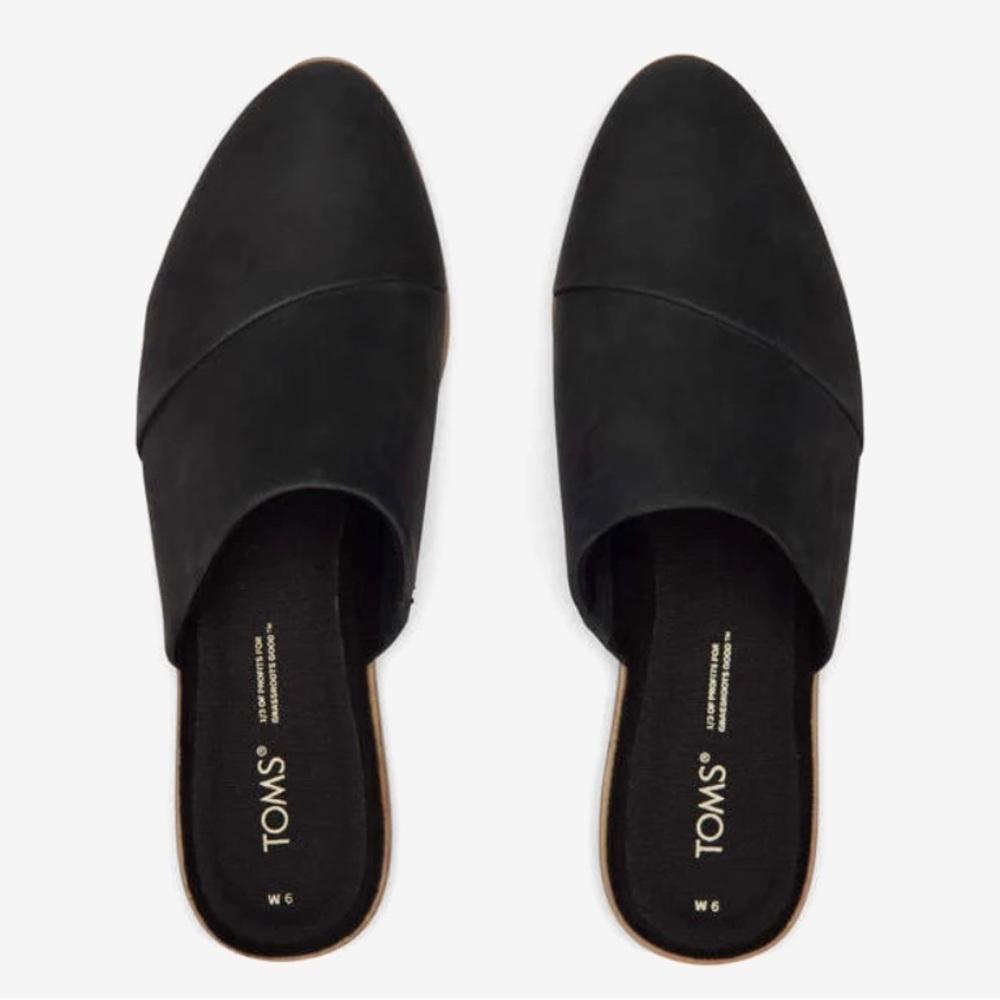 Toms Kelli Mule Black Veg Leather 7.5